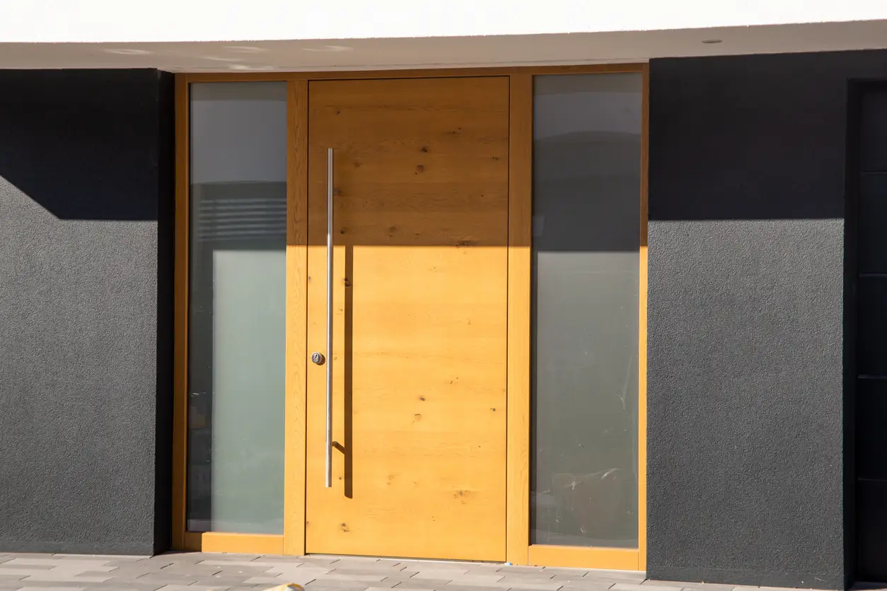 Modern new wooden front door